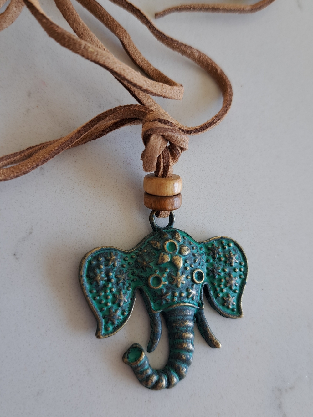 Turquoise Patina Elephant Pendant